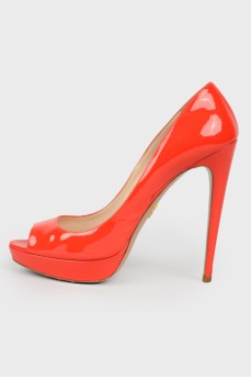 Bright red patent leather shoes