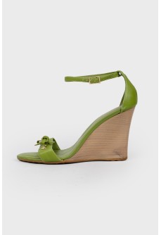 Green wedge sandals