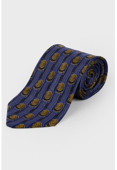 Dark blue yellow print tie