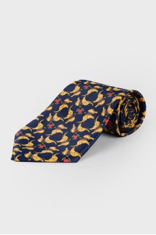 Tie with yellow elephants print