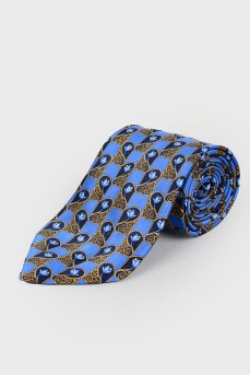Blue printed tie