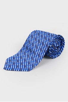 Blue tie in abstract print