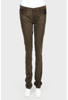Tapered velor trousers