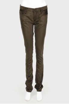 Tapered velor trousers