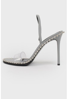 Silver sandals with a transparent insert