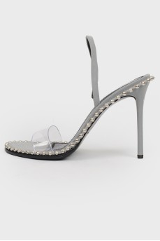 Silver sandals with a transparent insert