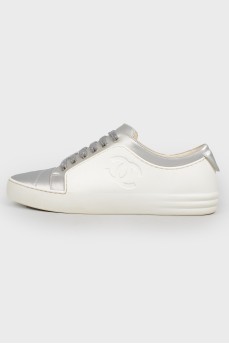 Silver-white sneakers