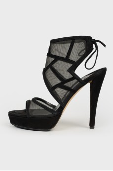 High sandals with a net