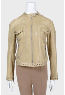 Beige leather jacket