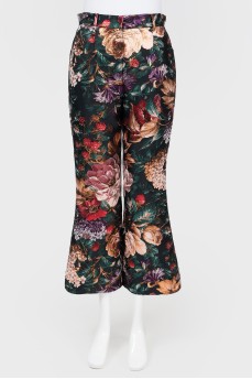 Pants from brocade in large flowers