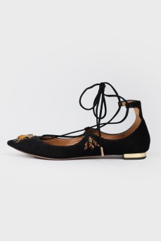 Black suede ballet shoes