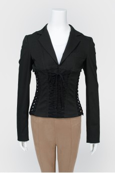Black jacket with a corset on lacing