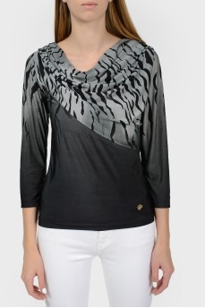 Gray blouse with cowl neck