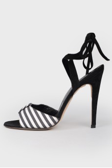 Striped stiletto sandals
