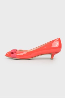 Red patent leather kitten heels