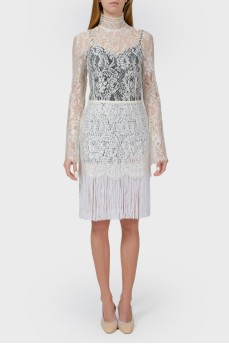 White lace dress with fringes
