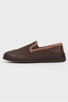 Brown leather slip-ons