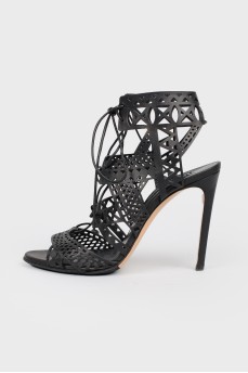 Perforated stiletto sandals