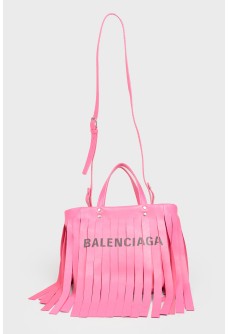 Pink bag with a fringe with a tag