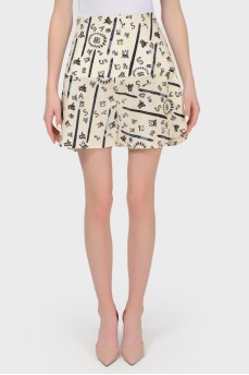 Beige skirt-shreds in print with tag