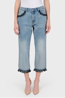 Blue jeans with black trim with tag