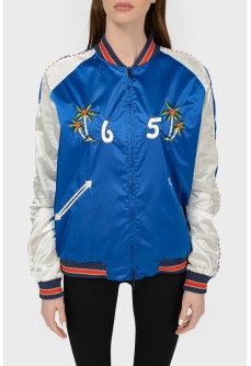 Bomber jacket with embroidery with tag