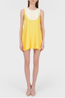 Yellow dress Mini with a white insert with a tag