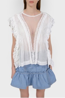 TOP with a transparent sleeveless insert with tag