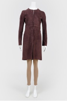 Suede fitted coat with tag