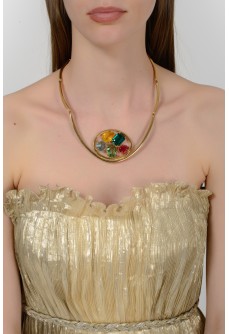 Golden necklace with tag stones