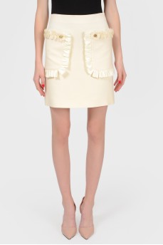 Skirt with patch pockets and frills with tag