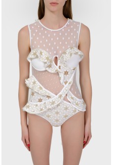 Swimsuit with oxen and insert from a grid with a tag