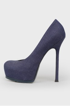 Blue shoes on high stilettos