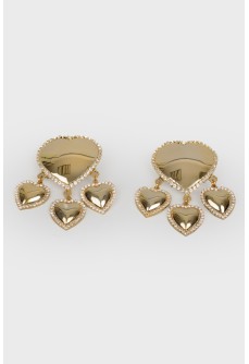 Clip-on earrings in the shape of hearts with stones