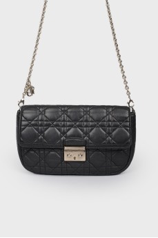 Black bag made of leather quilted