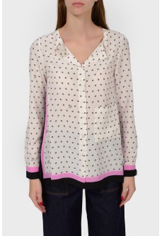 Blouse with pink and black trim