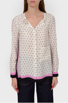 Blouse with pink and black trim