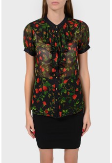 Sheer blouse with floral print