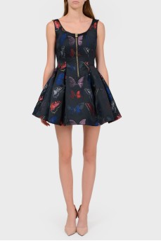 Dress with a flared skirt with butterflies