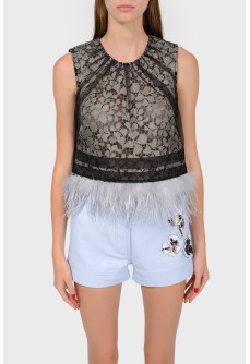 Lace top with feather hem