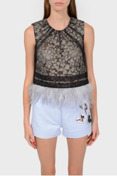 Lace top with feather hem