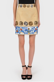Beige skirt from textured cotton