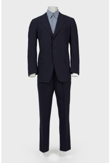 Men\'s suit dark blue with brown stripes