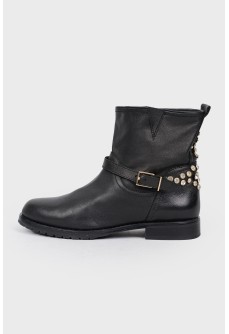 Ankle boots with rhinestones on the back