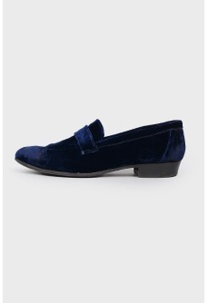 Faux distressed velor loafers