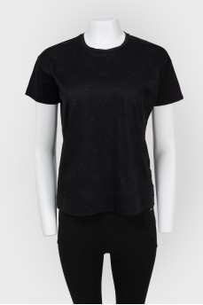 Black T-shirt with velvet print