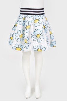 Elastic skirt in chamomile print