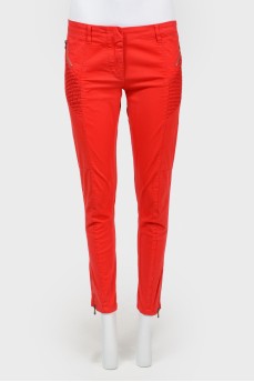 Low waist trousers with decorative zips