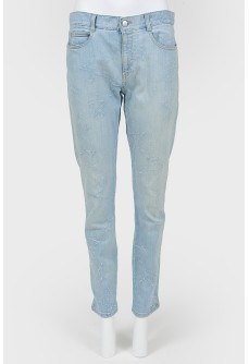 Star washed jeans with tag