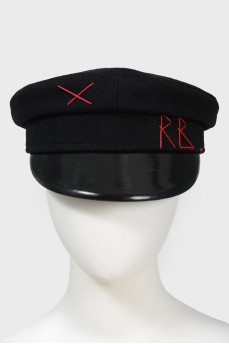 Cap with embroidered red logo